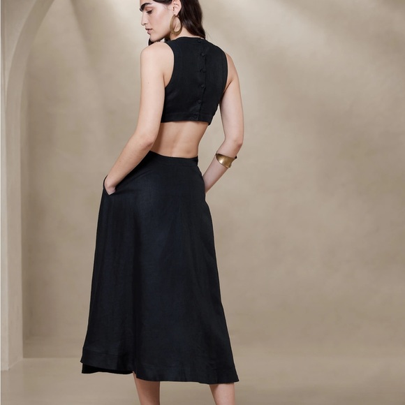 Black linen cutout dress - Picture 3 of 3